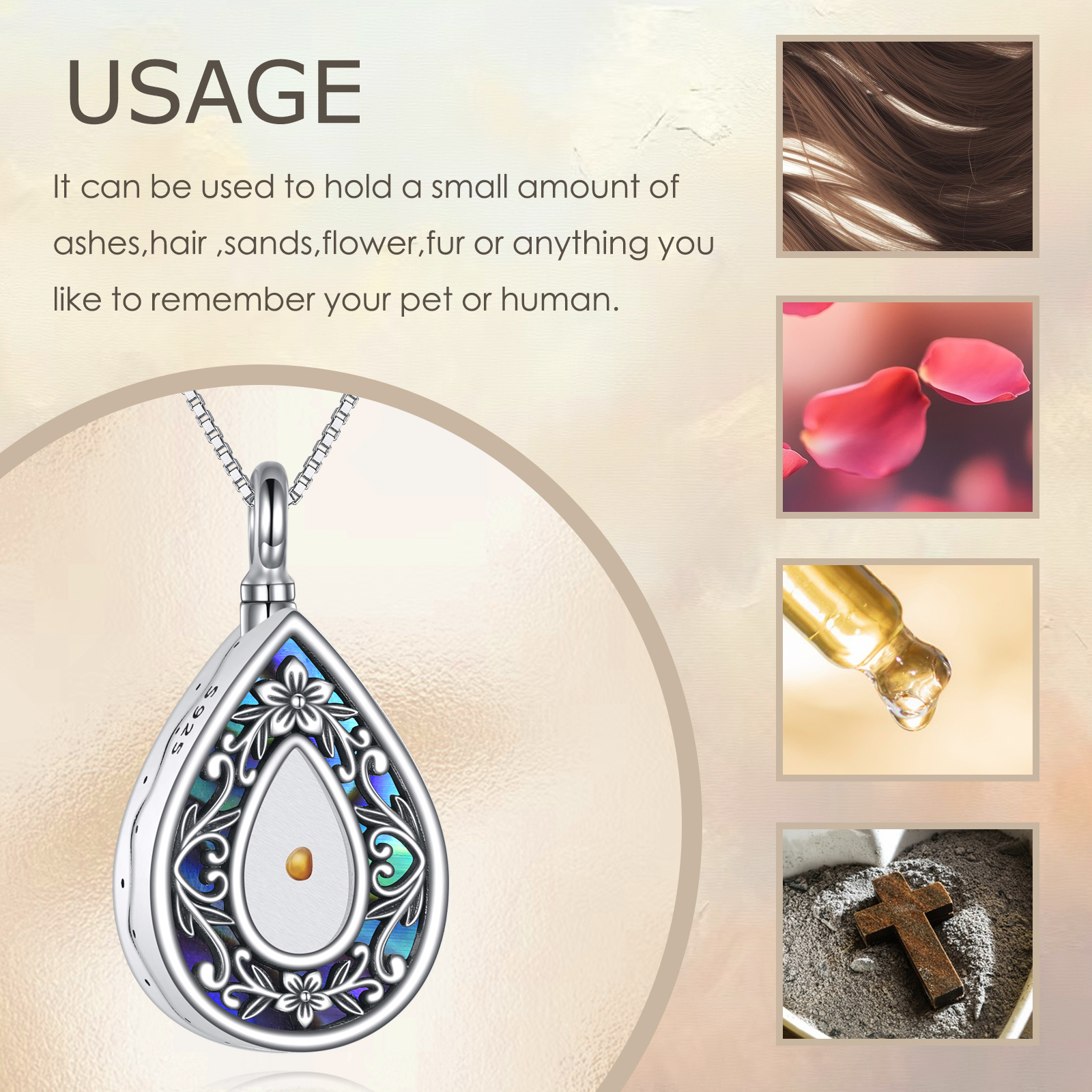 925 Sterling Silver Mustard Seed Urn Necklace, Faith Keepsake